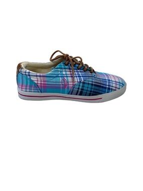 $10 Clearance Baby Phat Plaid Lace-up Sneakers Pink and Blue Preppy Y2K | 7